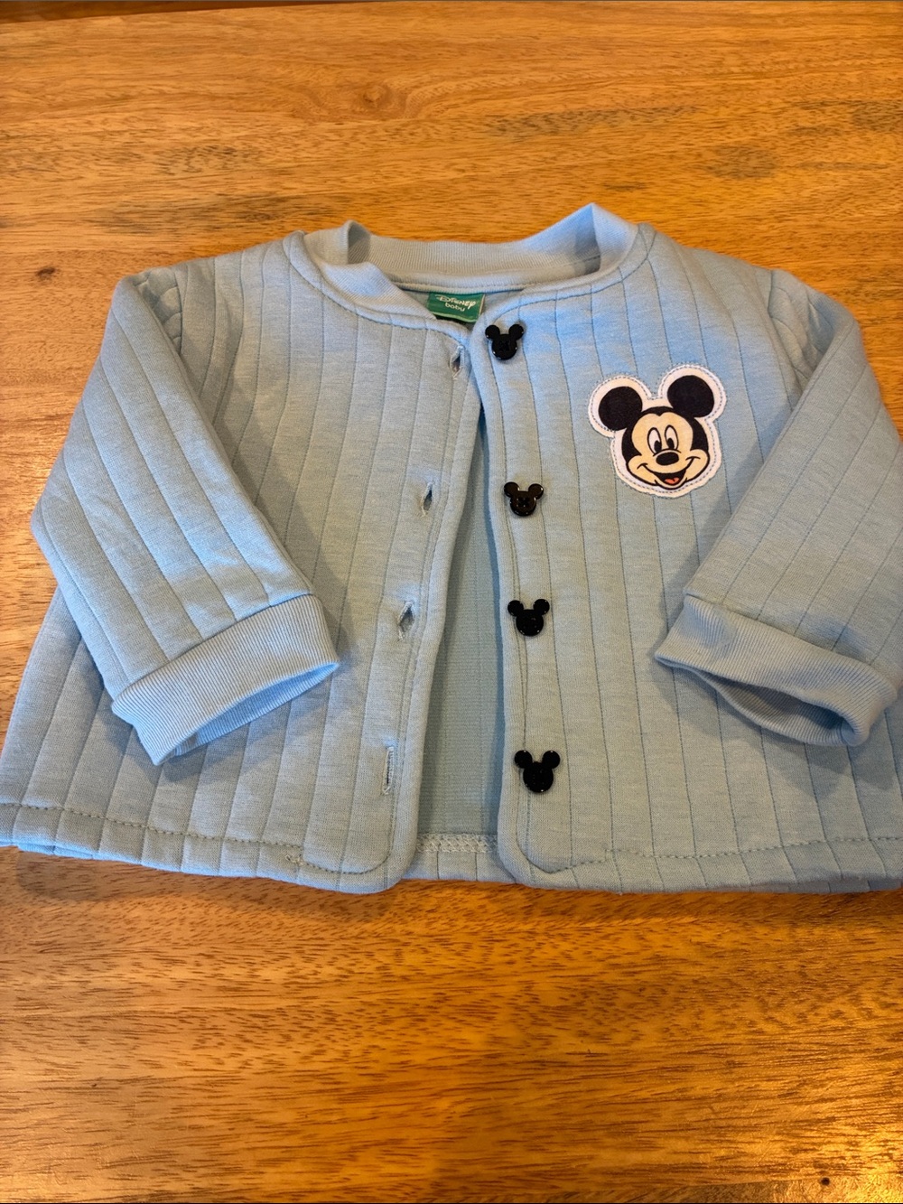 Disney Light Blue Quilted Baby Cardigan with Mickey Patch